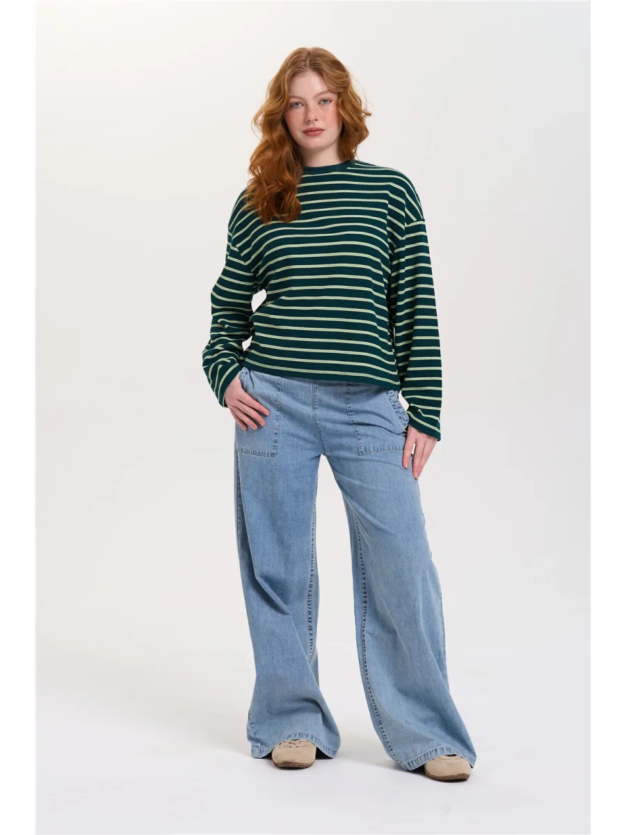 24 Colours Langarmshirt gestreift grün