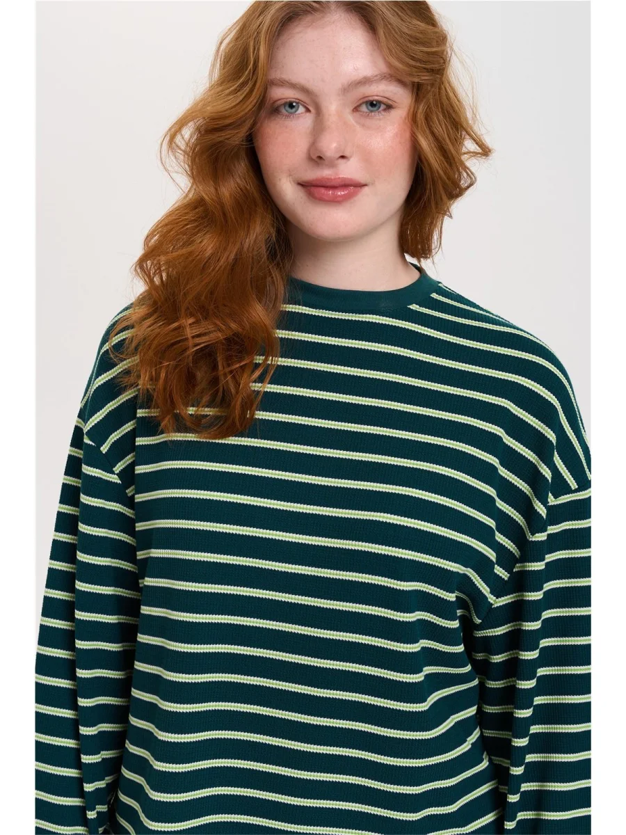 24 Colours Langarmshirt gestreift grün