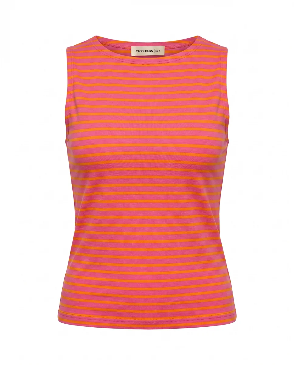 24 Colours Top Pink Orange gestreift 24 Colours Top Pink Orange gestreift