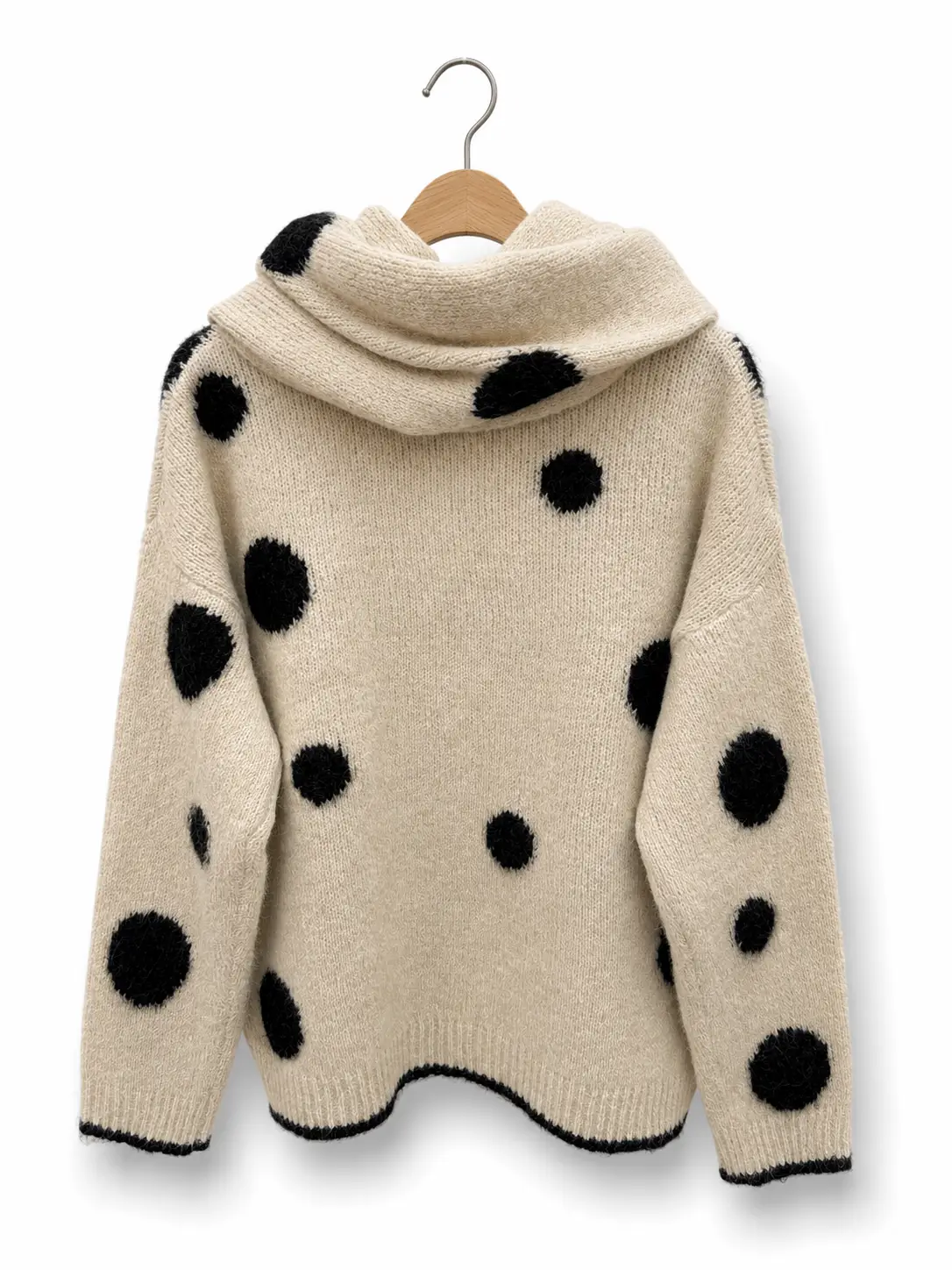 Afinity Strickpullover Dots beige mit passendem Schal Afinity Strickpullover Dots beige mit passendem Schal