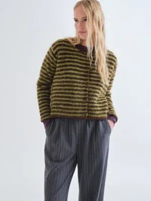 Compania Fantastica Strickjacke Braun Grün gestreift