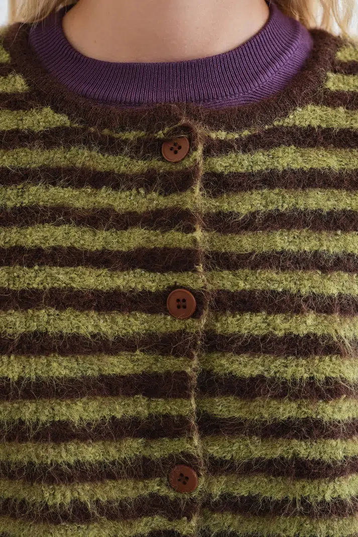 Compania Fantastica Strickjacke Braun Grün gestreift