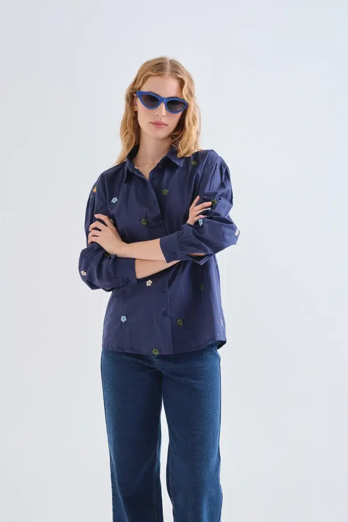 Compania Fantastica Hemd Navy mit Blumen
