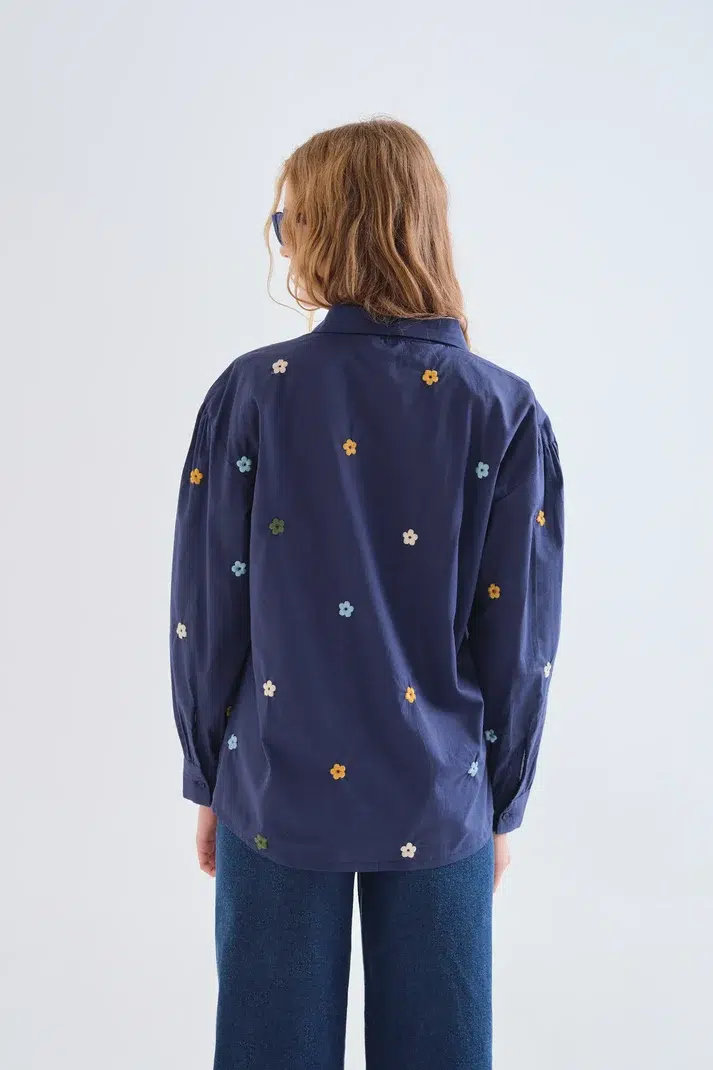 Compania Fantastica Hemd Navy mit Blumen Compania Fantastica Hemd Navy mit Blumen