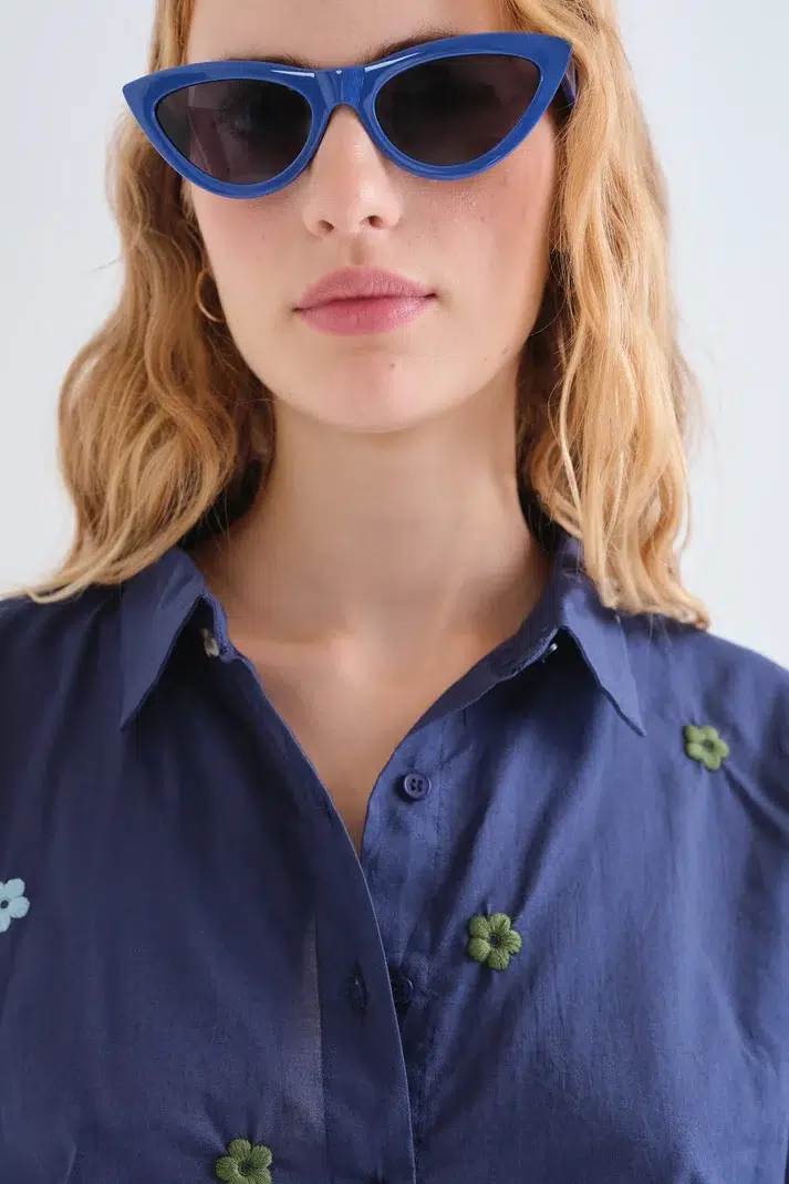 Compania Fantastica Hemd Navy mit Blumen Compania Fantastica Hemd Navy mit Blumen