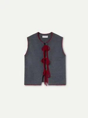 Compania Fantastica Strickweste Grau mit Rot
