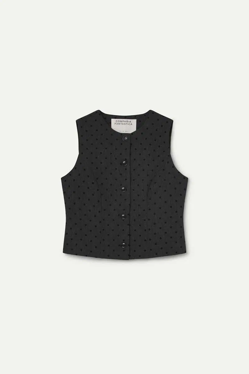 Compania Fantastica Weste Grau Polka Dots
