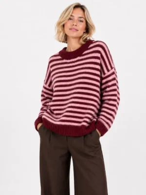 Afinity Strickpullover gestreift bordeaux rosa