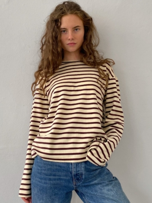 Boii Studios Langarmshirt Nete Stripe Off White Bordeaux
