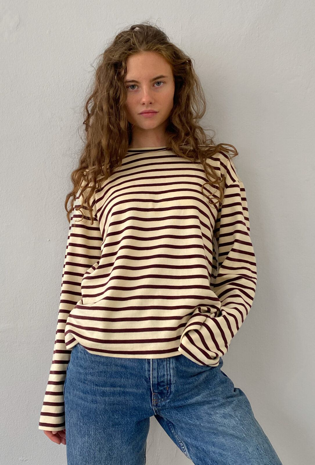 Boii Studios Langarmshirt Nete Stripe Off White Bordeaux