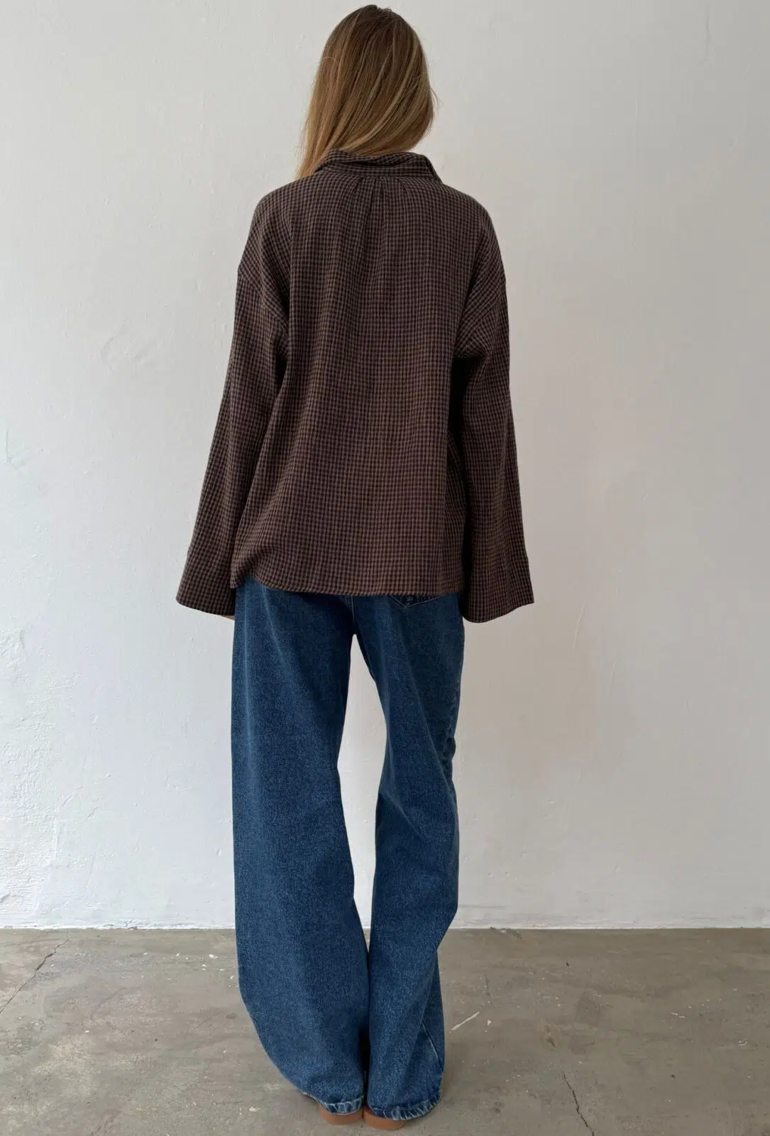Boii Studios Langarmshirt Tinsi Check Mocca Brown