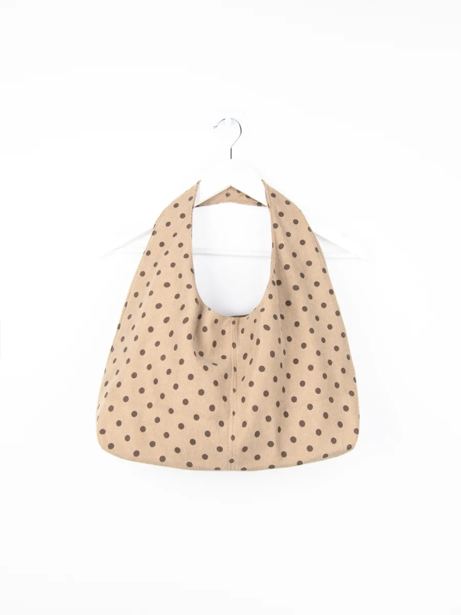24 Colours Tasche Braun Cord Polka Dots