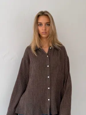 Boii Studios Langarmshirt Tinsi Check Mocca Brown