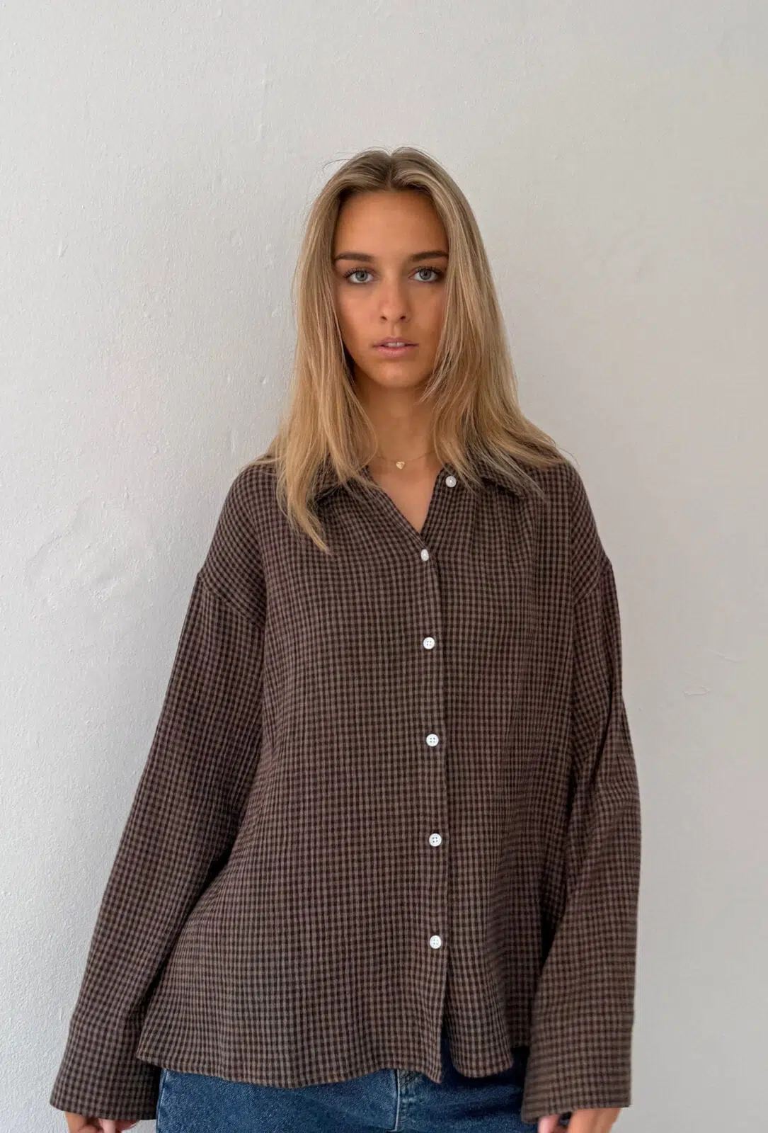 Boii Studios Langarmshirt Tinsi Check Mocca Brown