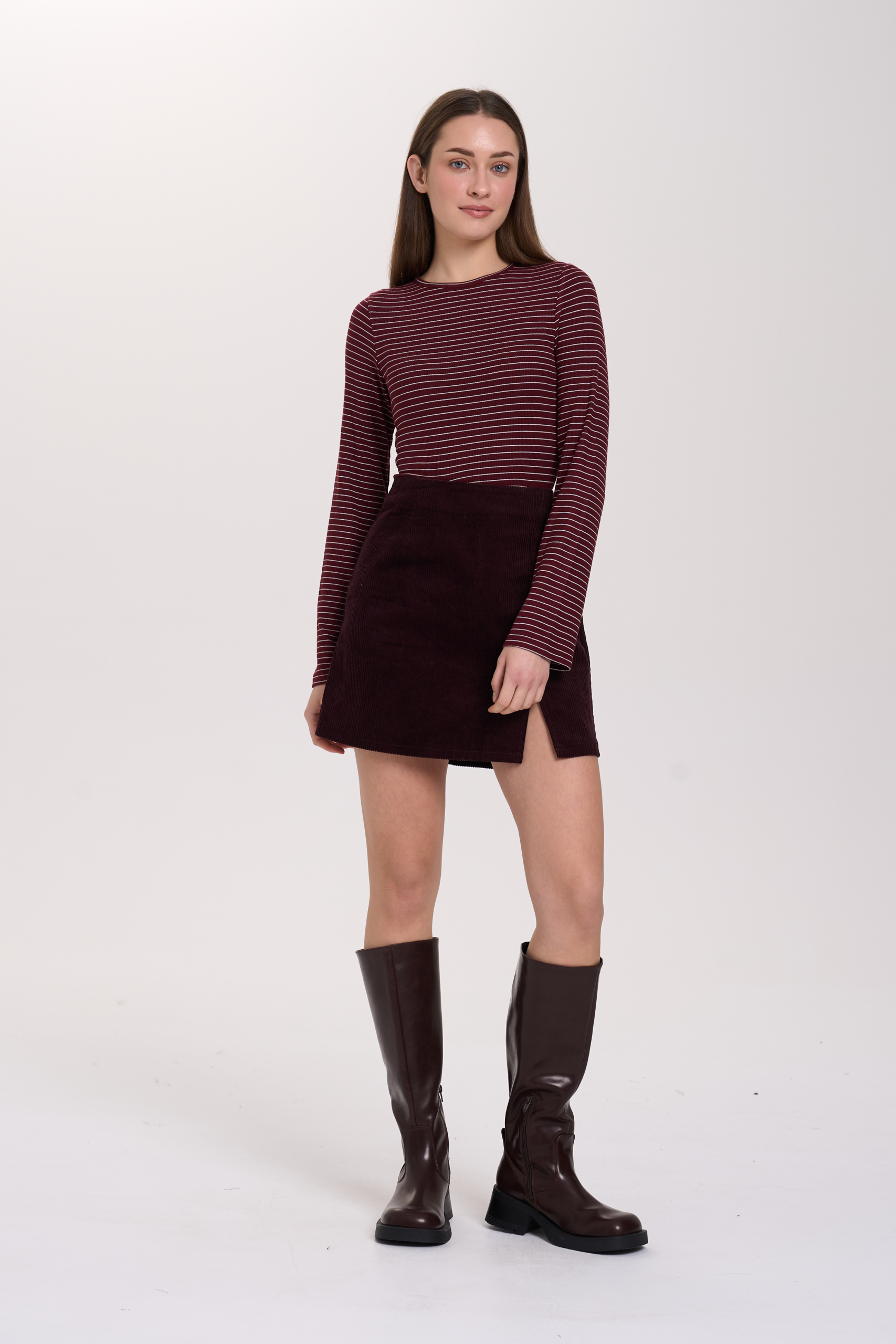 24 Colours Langarmshirt Bordeaux Gestreift