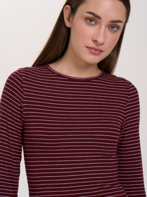 24 Colours Langarmshirt Bordeaux Gestreift