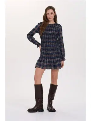 24 Colours Kleid kariert dunkelblau