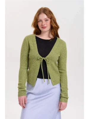 24 Colours Cardigan Grün mit Schleife