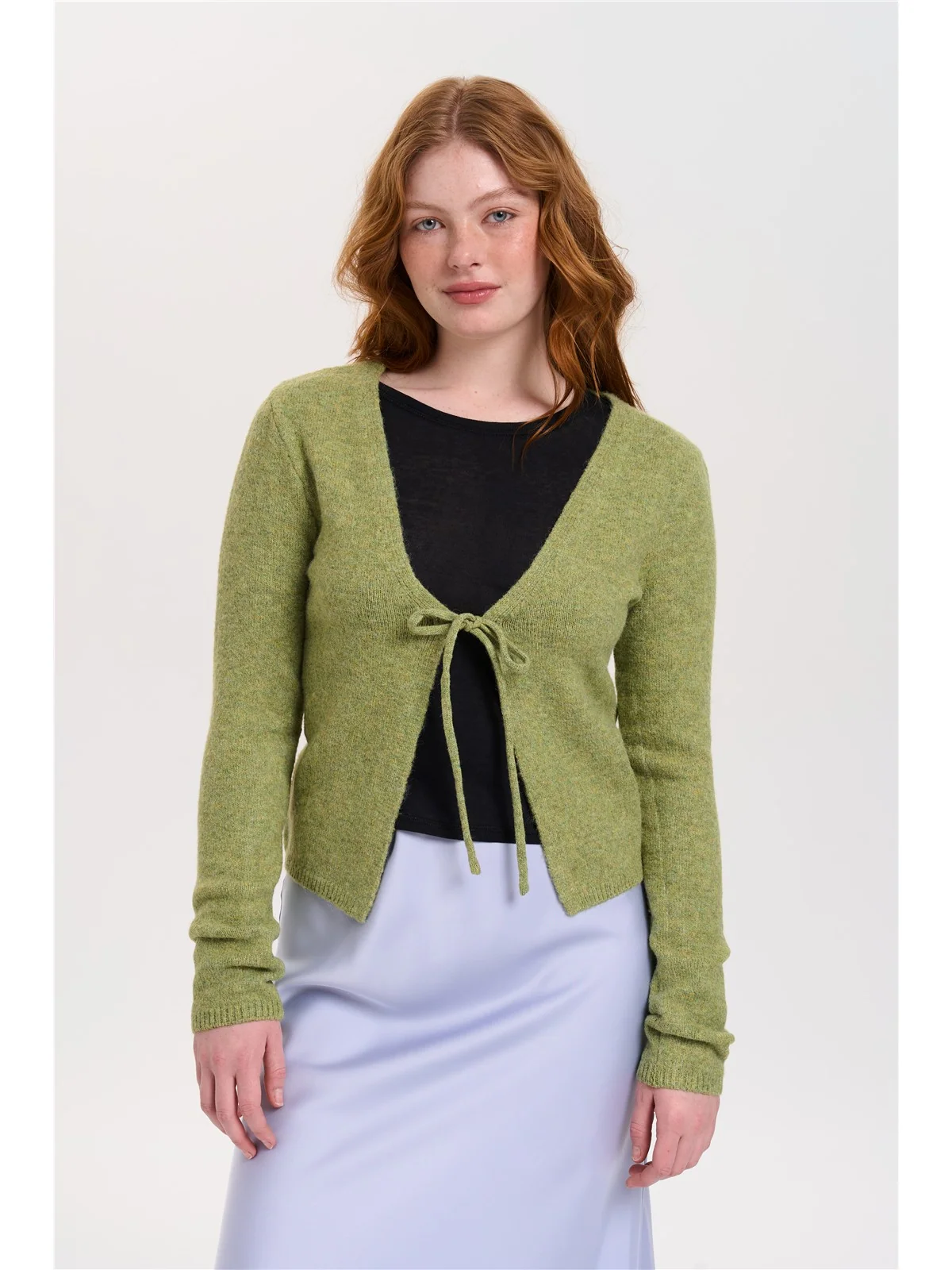 24 Colours Cardigan Grün mit Schleife