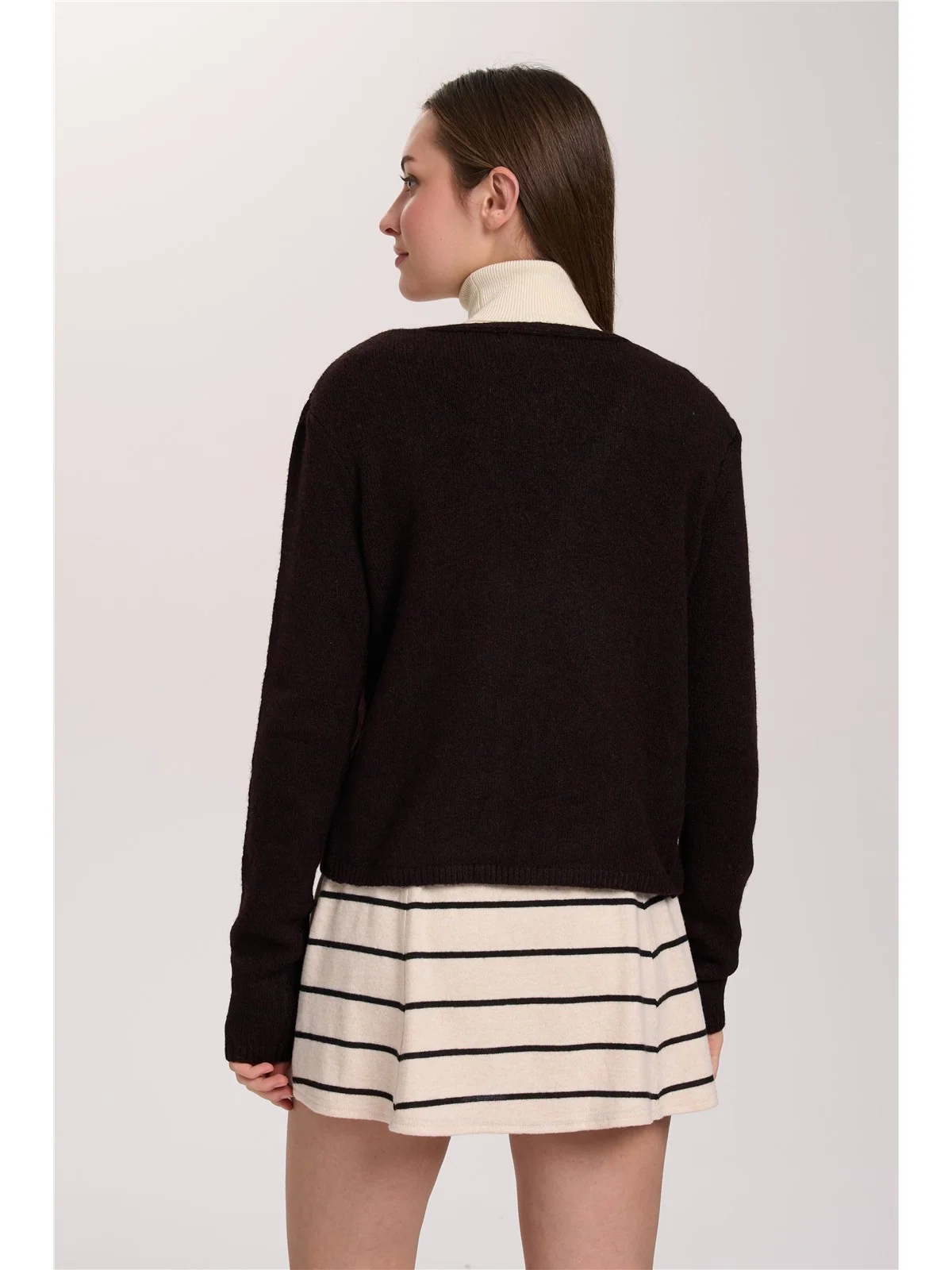 24 Colours Cardigan Dunkelbraun mit Schleife