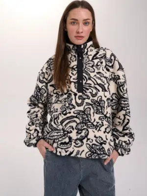 24 Colours Fleecepullover weiß gemustert