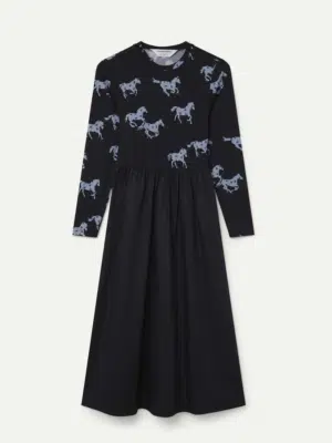 Compania Fantastica Midikleid Schwarz mit Pferdemuster