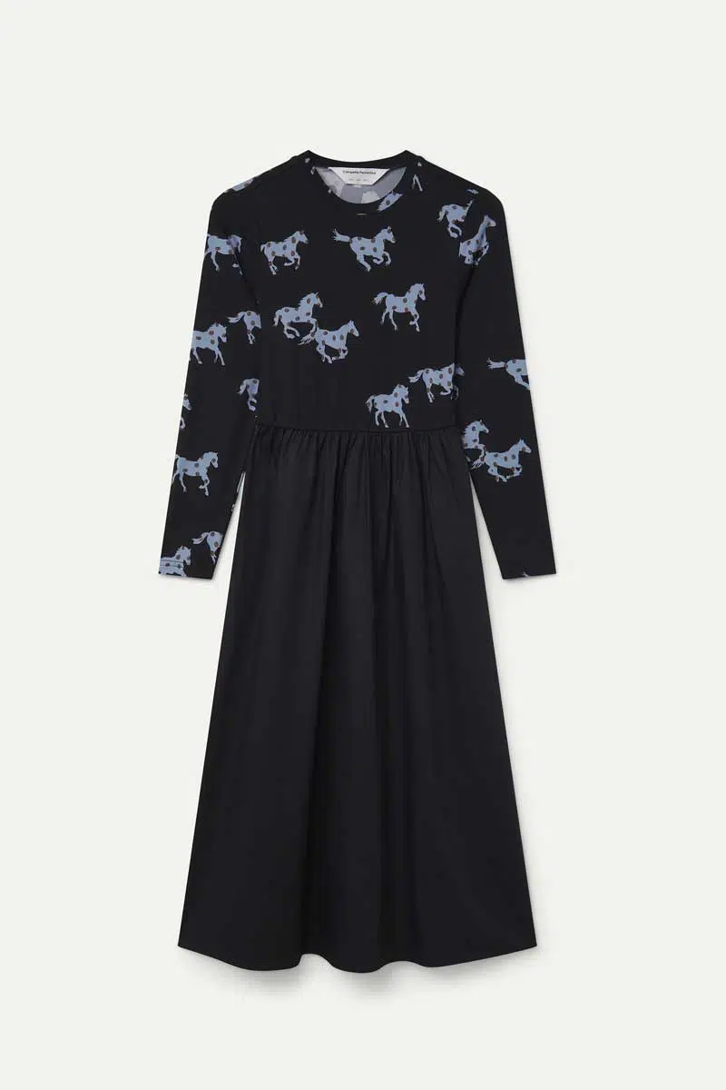 Compania Fantastica Midikleid Schwarz mit Pferdemuster