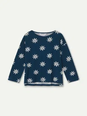 Compania Fantastica Langarmshirt Blau mit weißen Blumen