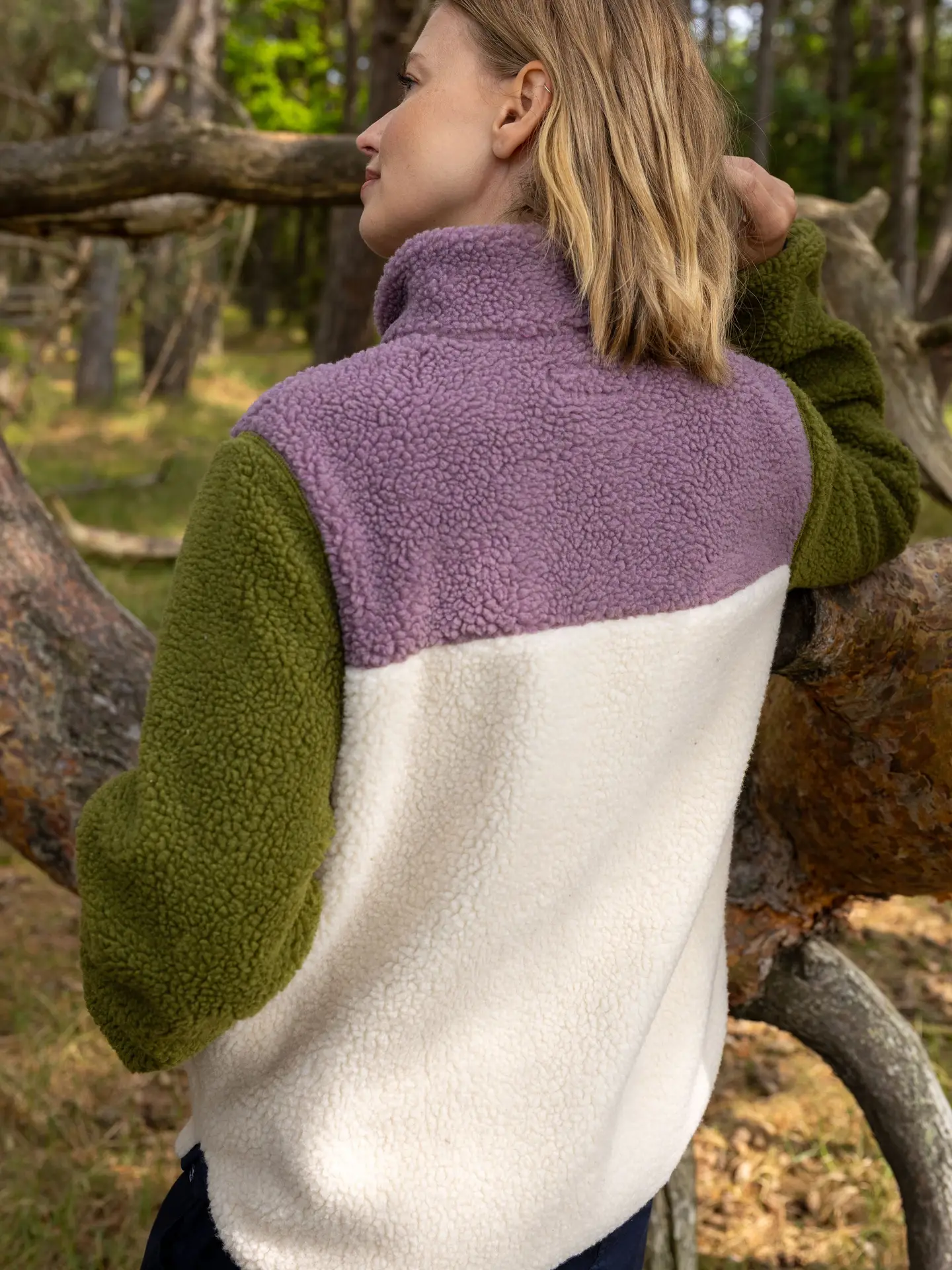 Danefae København Fleecejacke Beige Mauve Oliv Danefae København Fleecejacke Beige Mauve Oliv