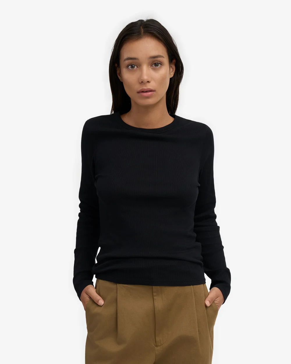 Colorful Standard Langarmshirt Organic Rib Deep Black