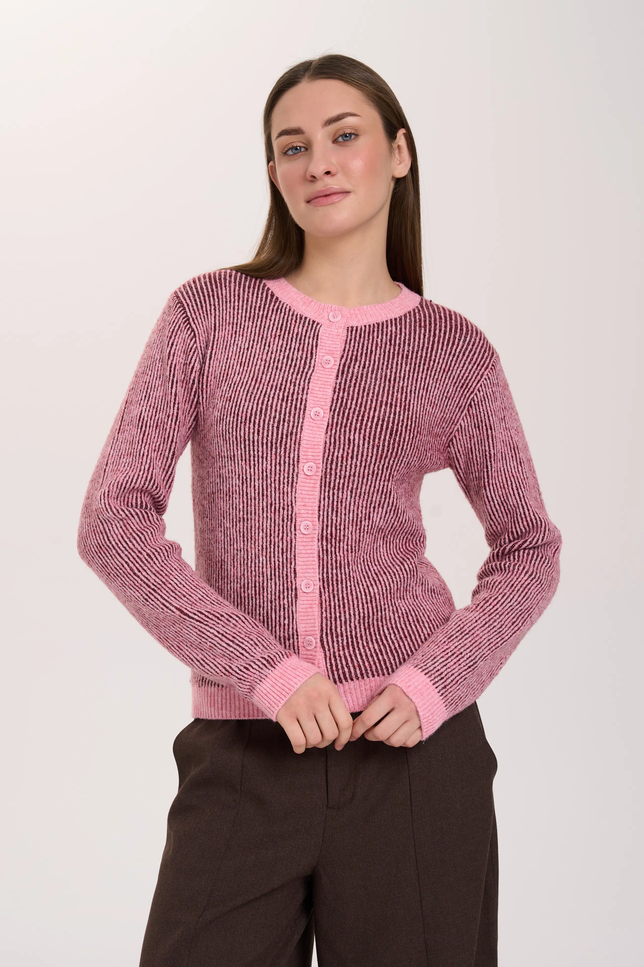24 Colours Stickjacke rosa weinrot