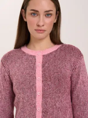 24 Colours Stickjacke rosa weinrot