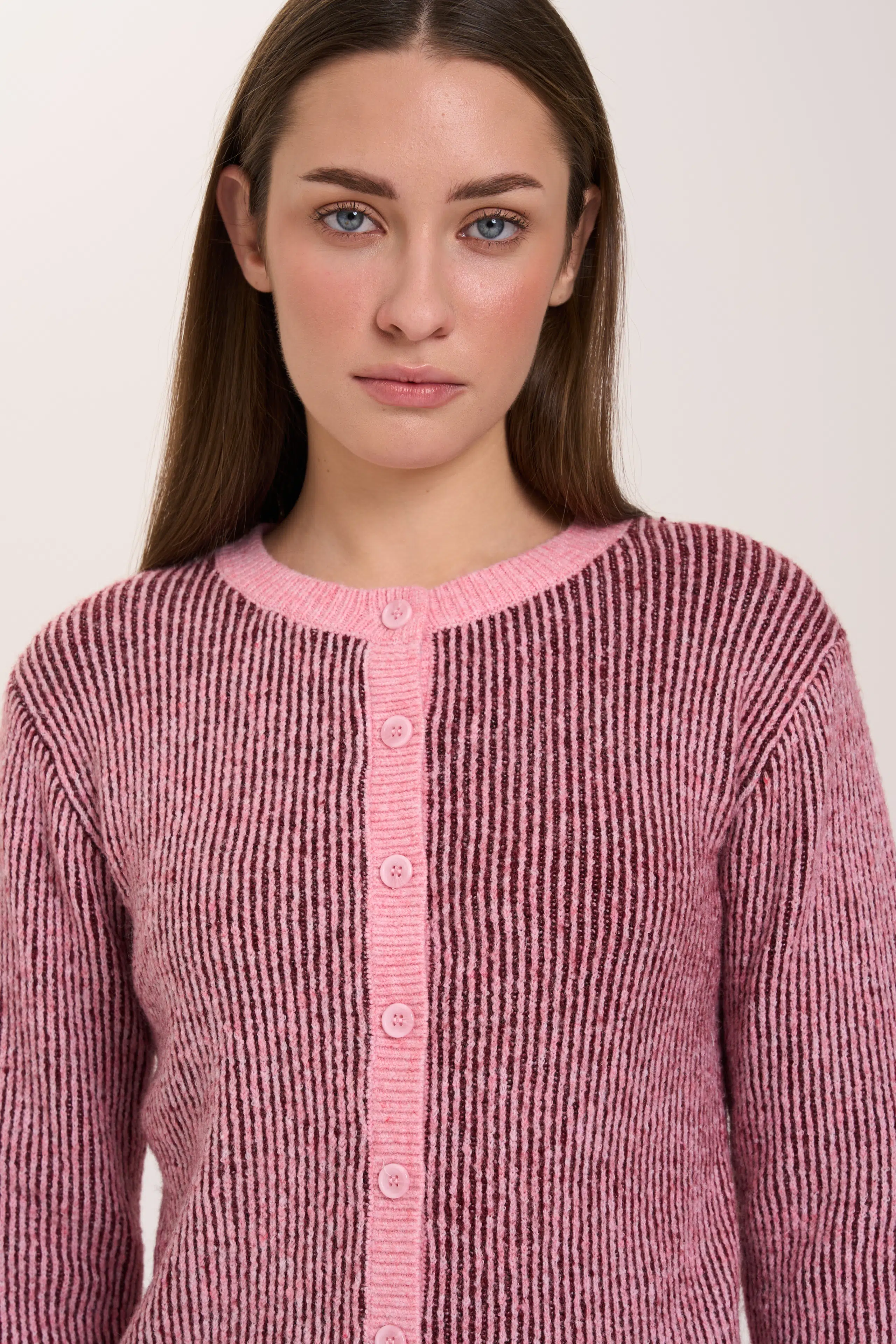 24 Colours Stickjacke rosa weinrot