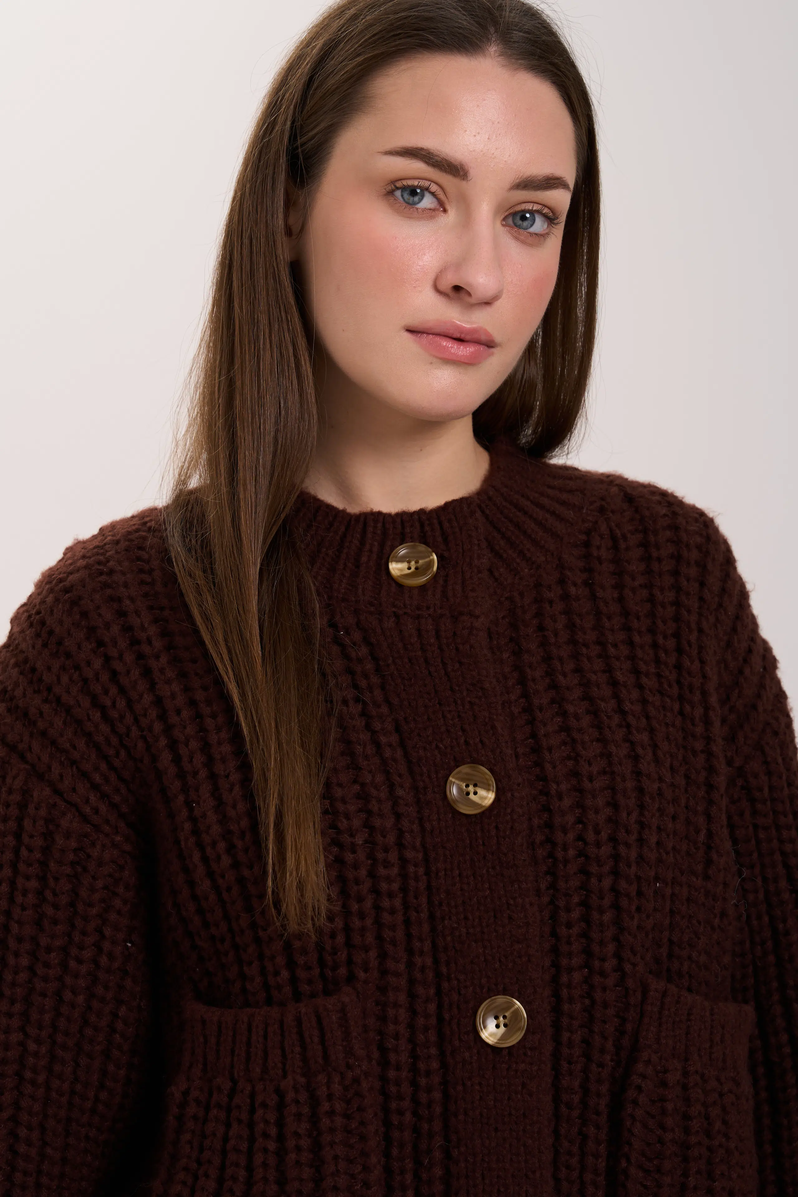 24 Colours Stickjacke Chunky dunkelbraun 24 Colours Stickjacke Chunky dunkelbraun