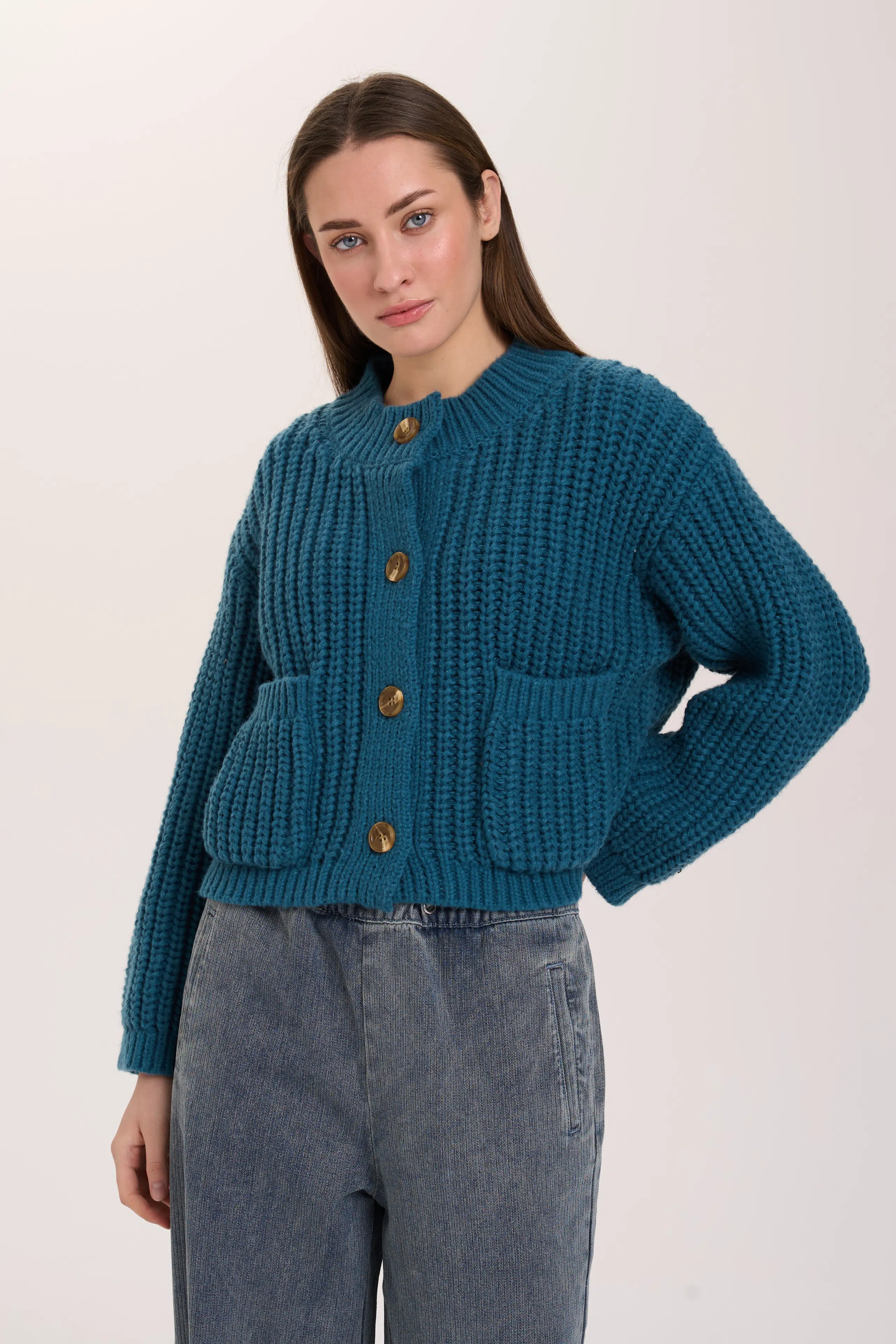 24 Colours Stickjacke Chunky petrol 24 Colours Stickjacke Chunky petrol