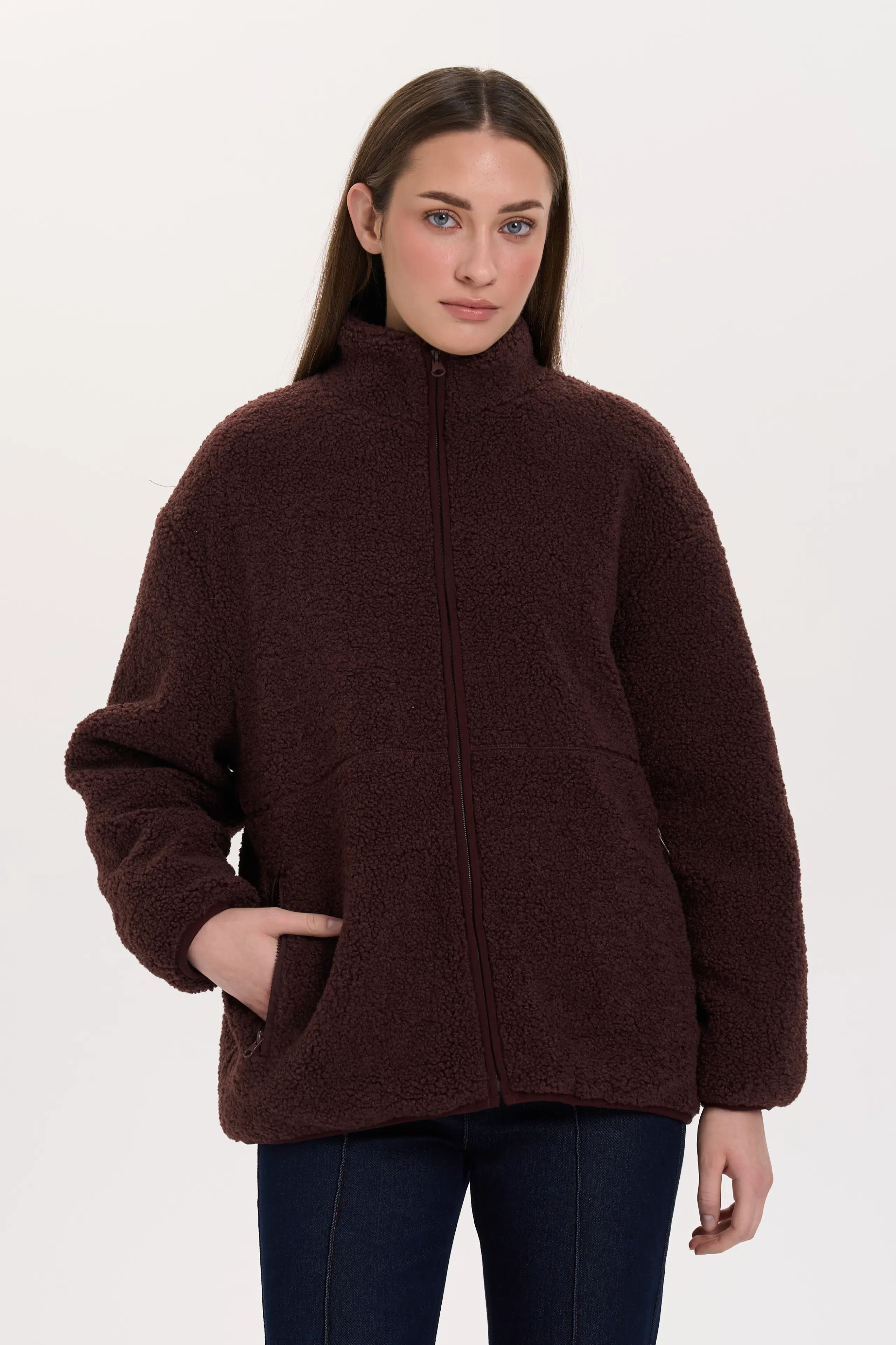 24 Colours Teddyjacke dunkelbraun