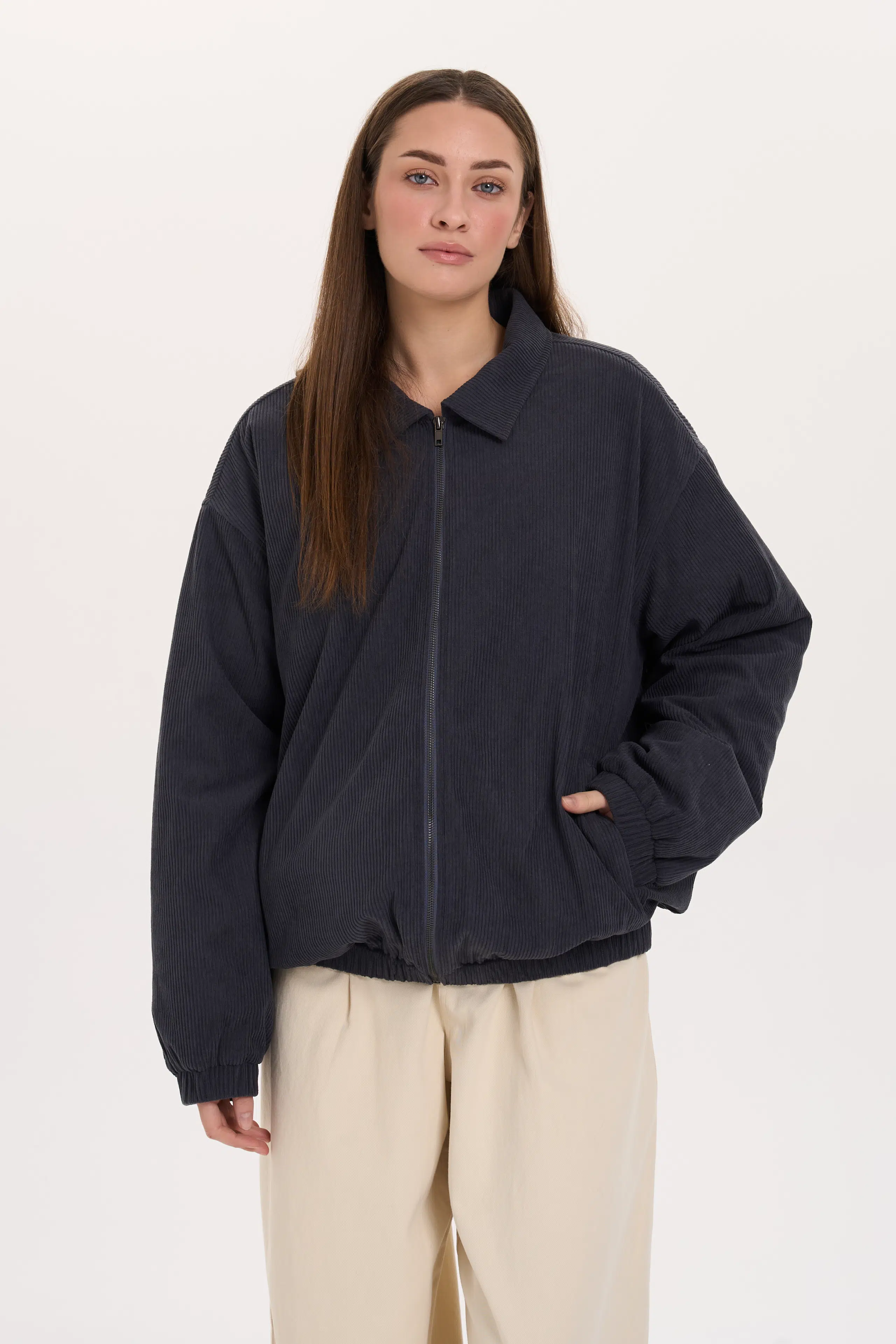 24 Colours Cordjacke dunkelgrau