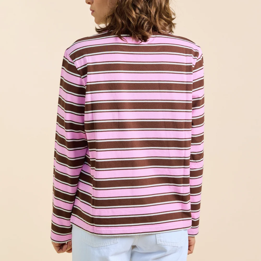 Popeia Langarmshirt Gestreift Braun Pink Popeia Langarmshirt Gestreift Braun Pink