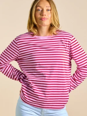 Popeia Langarmshirt Gestreift Pink Bordeaux