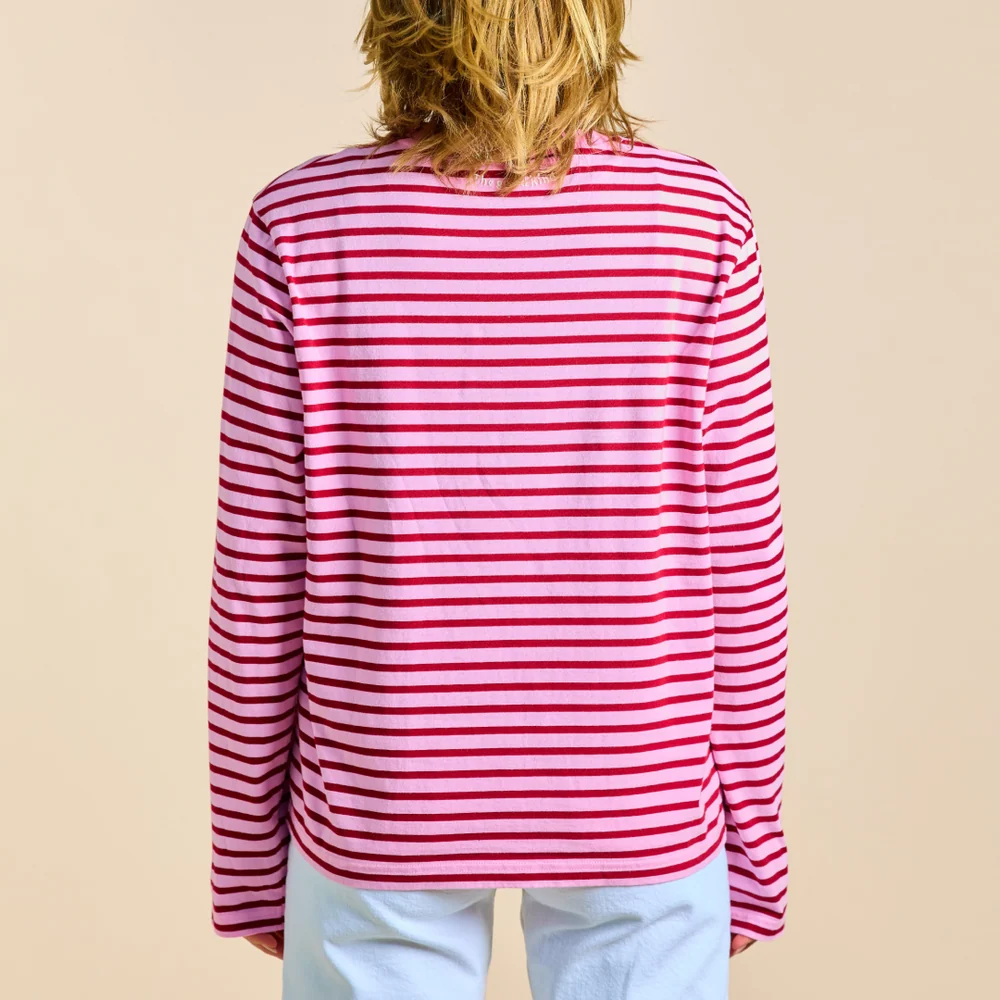 Popeia Langarmshirt Gestreift Pink Bordeaux