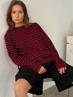Boii Studios Langarmshirt Nete Stripe Navy Red