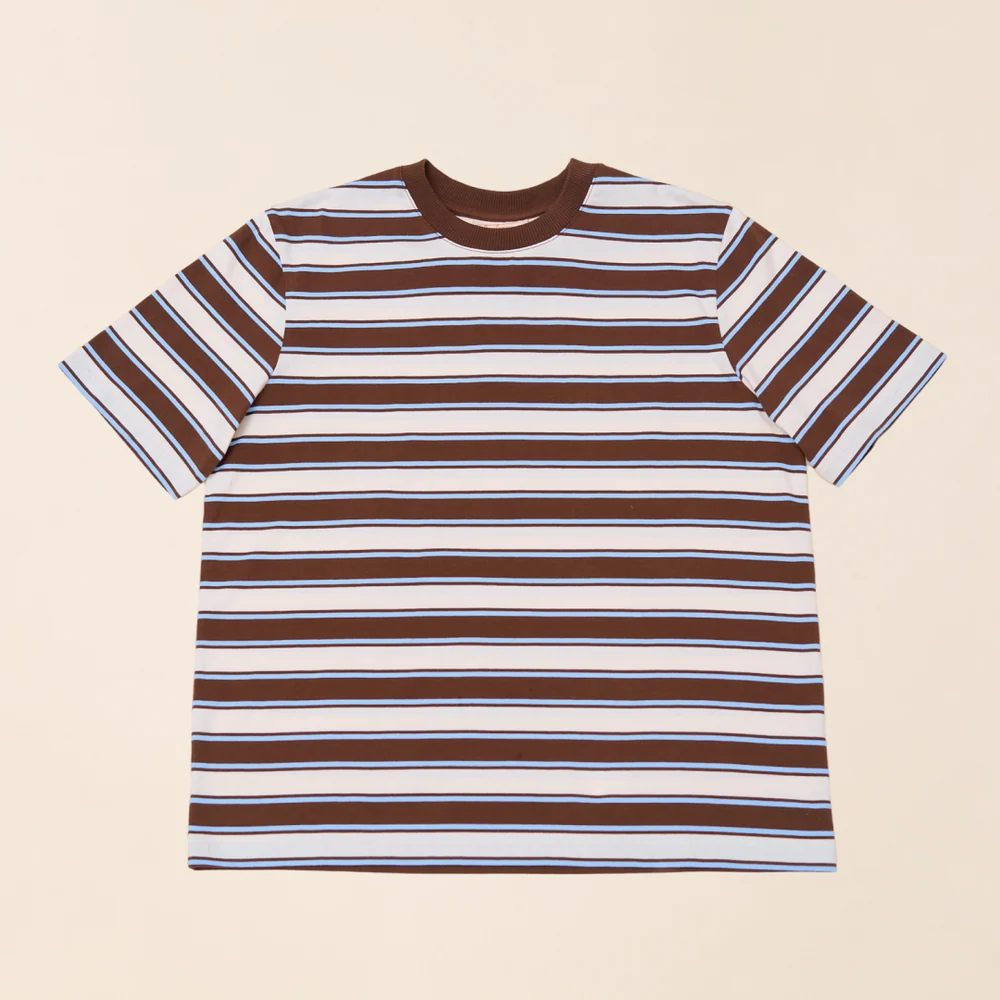 Popeia T-Shirt Gestreift Braun Hellblau Popeia T-Shirt Gestreift Braun Hellblau