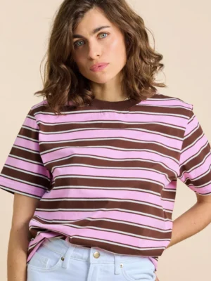 Popeia T-Shirt Gestreift Braun Pink