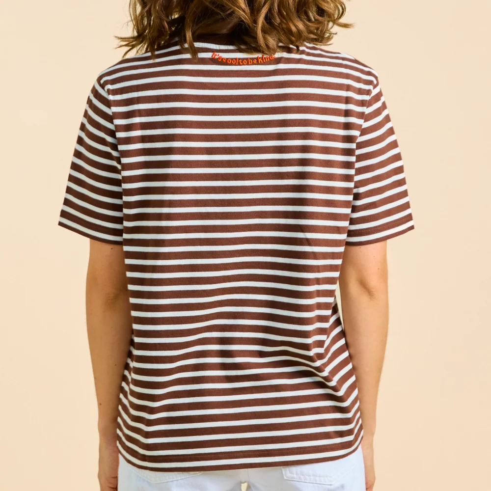 Popeia T-Shirt Gestreift Braun Off White