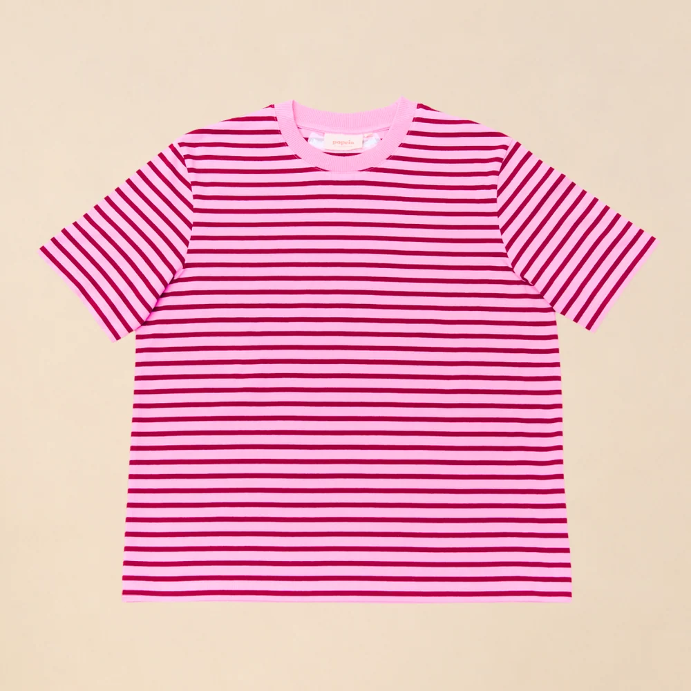 Popeia T-Shirt Gestreift Pink Bordeaux Popeia T-Shirt Gestreift Pink Bordeaux