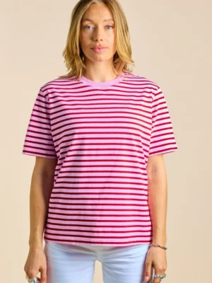 Popeia T-Shirt Gestreift Pink Bordeaux