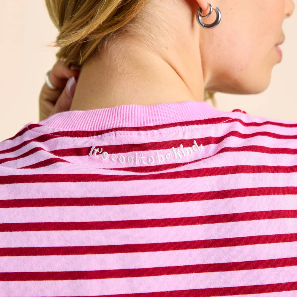 Popeia T-Shirt Gestreift Pink Bordeaux