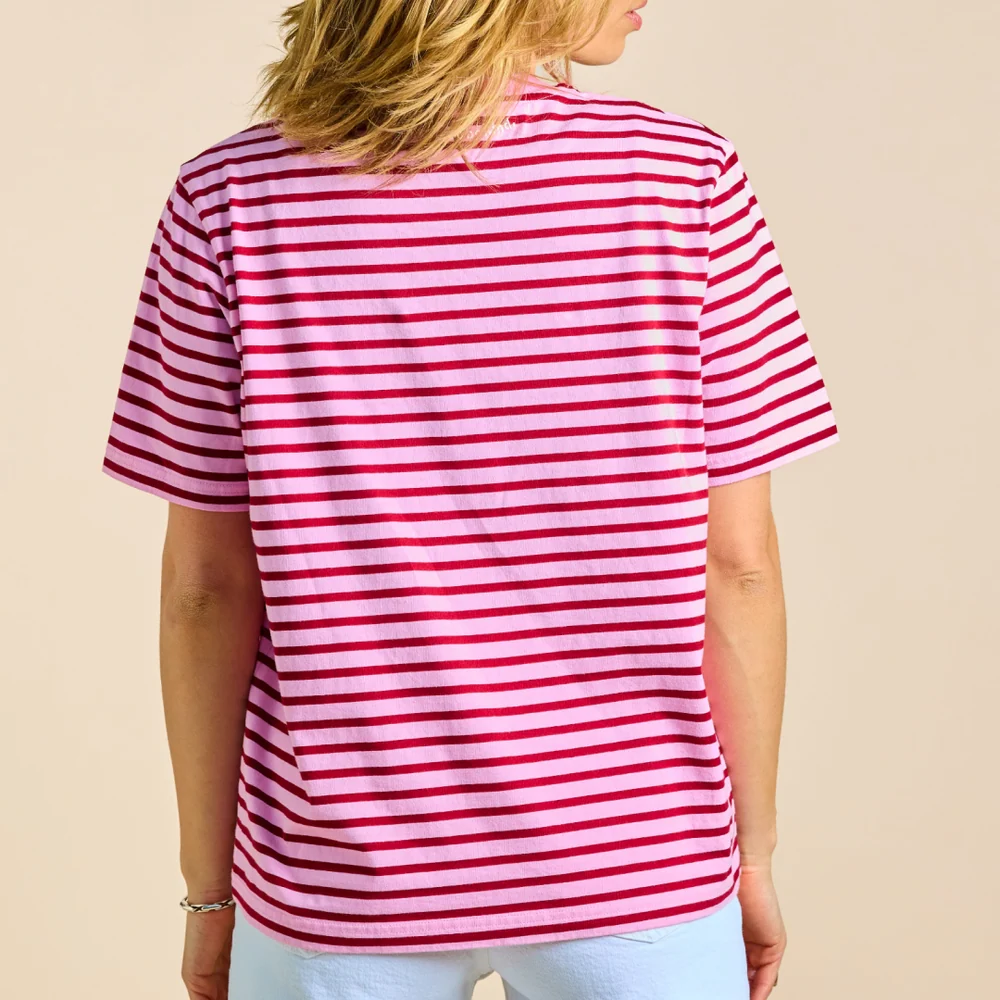 Popeia T-Shirt Gestreift Pink Bordeaux Popeia T-Shirt Gestreift Pink Bordeaux