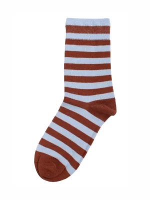 Danefae København Socken Ziegel Hellblau Gestreift