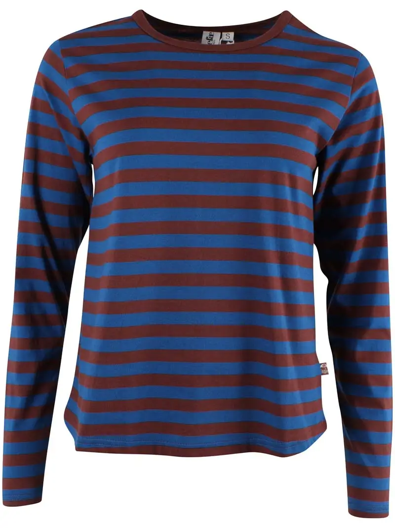 Danefae København Langarmshirt Ozeanblau Merlot Gestreift